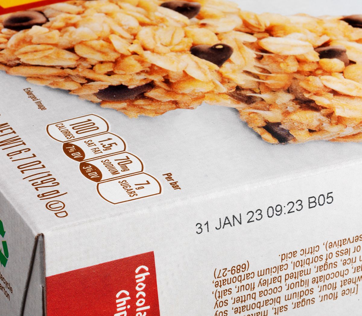 tij alpha numeric paperboard granola bar